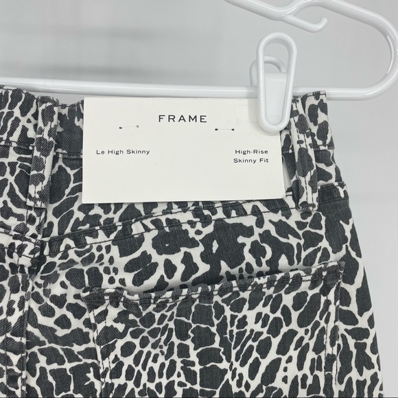 FRAME DENIM NWT LE HIGH SKINNY ABSTRACT ANIMAL PRINT HIGH RISE JEANS BLACK WHITE - Picture 6 of 11